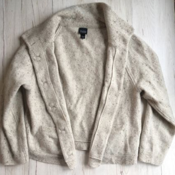 EILEEN FISHER Beige Speckled Wool Blend Cardigan - Picture 5 of 7